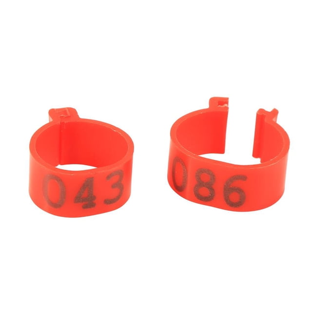 Spptty 100PCS/Bag 16MM 001-100 Numbered Plastic Poultry Chickens Ducks Goose Leg Bands Rings,Duck Leg Rings, Poultry Leg Bands