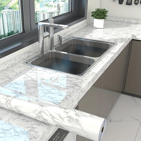 1pc Marble Wallpaper, Waterproof Oil-proof Heat Resistant Peel And Stick Contact Paper, Granite Countertop Paper, Kitchen Bathroom Backdrop Table Desk Wall Desk Appliance Furniture Sticker, Renovation Wallpaper, Home Decor