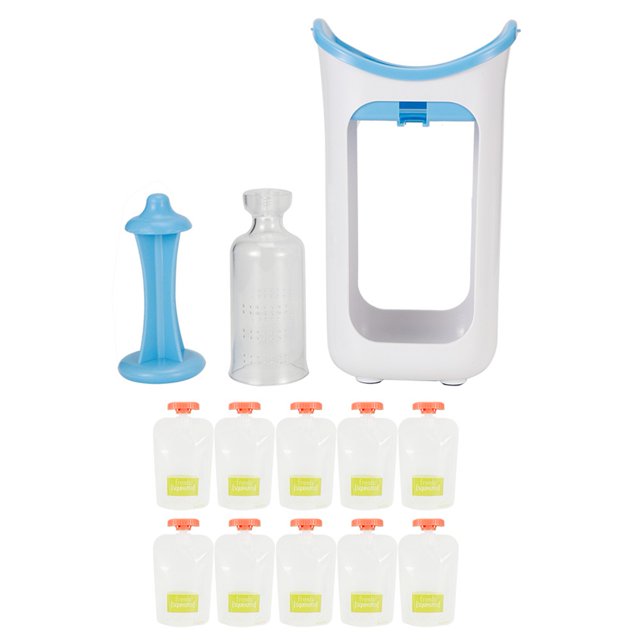 Squeeze Station Press & Store System Portable Children Fruit Puree Squeezer Food Pouches for Home Kitchen(Blue )