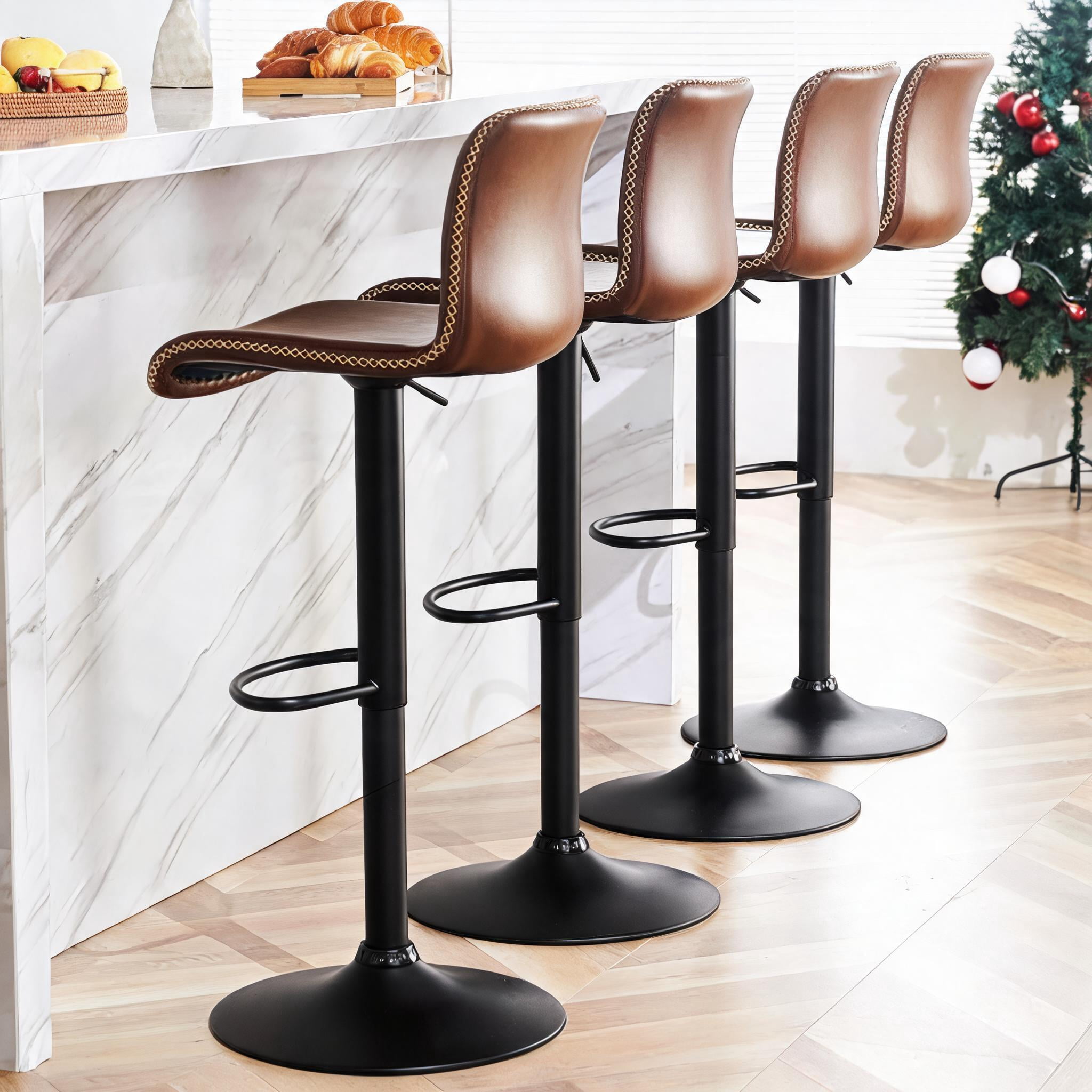 Bar Stools Set of 4, Height Adjustable Swivel Barstools, Bar Chairs ...