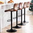 thumbnail image 1 of Bar Stools Set of 4, Height Adjustable Swivel Barstools, Bar Chairs with Backs & Metal Footrest for Home Kitchen, Barstools for Kitchen Dining Reception, PU Leather, Coffee, 1 of 6