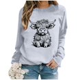 thumbnail image 3 of WEAIXIMIUNG Chandail pour Femmes Chic Chandail d'Automne et d'Hiver pour Femmes 2025 Col Rond Mode Chemise à Imprimé Vache Manches Longues Mode Décontractée Mode Haut de Sortie, 3 of 4