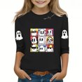 thumbnail image 2 of MKOSPLRT T-Shirts d'Halloween pour Enfants Filles Garçons Manches 3/4 Hauts Col Rond T-Shirts Graphiques Amusants Décontractés Amples T-Shirts de Sortie T-Shirts de Rentrée, 2 of 4