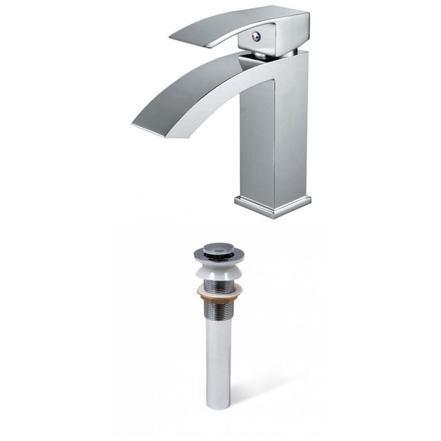 American Imaginations AI-33709 1 Hole CUPC Approved Lead Free Brass Faucet Set In Chrome Color - Drain Incl.