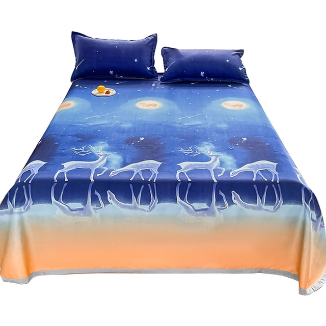 Bed Sheets Full Sheet Sets Ice Silk Bedding Three Piece Set Breathable Soft Bed Sheet Luxurious Silk Bed Sheet and Pillowcase Realistic and Interesting Patterns Bedding Sets Full