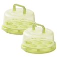 thumbnail image 1 of Oleegame 2PC Tin Foil Roll Cake Container Plastic Cover Lid Cake Cupcake Holder Portable Round Two Base For Cookies Fruit Etc, 1 of 9