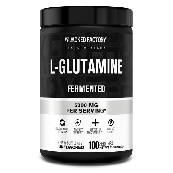 L-Glutamine Powder 500g, 100 Servings - Vegan Fermented L Glutamine for Post Workout Muscle Recovery, Immunity, Digestive Health - Tested & Trusted, No Artificial Fillers - Unflavored