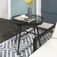 thumbnail image 2 of Outsunny Rattan Side Table w/ PE Rattan and Tempered Glass Top, Black, 2 of 10