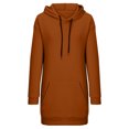 thumbnail image 4 of BADHUB Robe à Capuche à Cordon à Manches Longues Surdimensionnée pour Femmes, Robe Chandail à Capuche de Couleur Unie Ample Décontractée Tunique Chandail à Enfiler Robes Midi avec Poches Offres Prime Day Orange G, 4 of 5