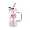 thumbnail image 2 of Chmadoxn Cups Transparent Square Glass Cup With Knot Handle And Straw For Coffee And Milk 400ml Water cup, 2 of 6