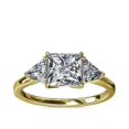 thumbnail image 1 of 1.00 Carat Excellent Princess Cut Real Diamond New Design Three Stone Ring for Wedding Solid 18K Yellow Gold Size 11, 1 of 8