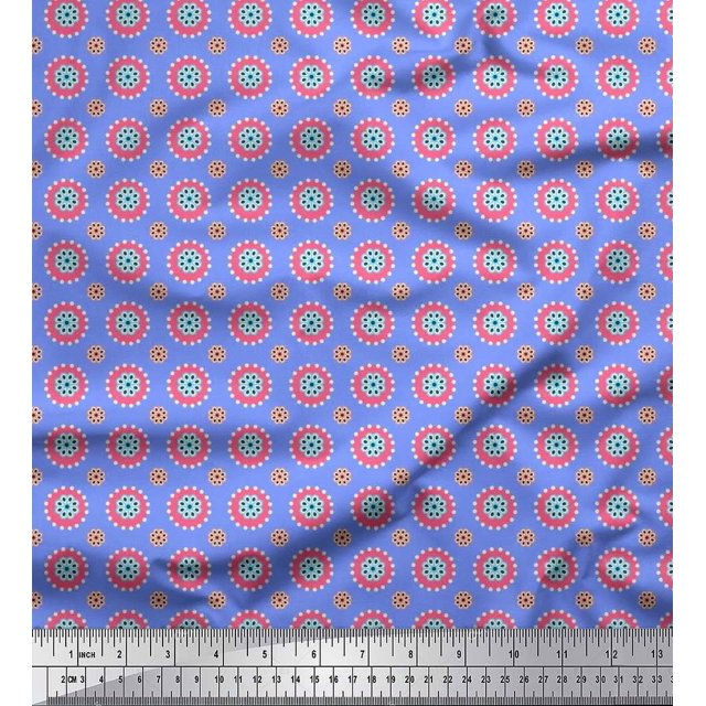 Soimoi Poly Georgette Fabric Flower Artistic Printed Fabric 1 Yard 52 Inch Wide