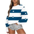 thumbnail image 1 of Rbaofujie Chandails à Capuchon pour Femmes, Rayé, Décontracté, Imprimé, Col Rond, Manches Longues, Haut Ample, Chandails Molletonnés, Cardigan Bleu, Chandails pour Femmes, 1 of 5
