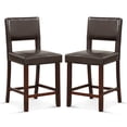 thumbnail image 1 of Costway Set of 2 Upholstered PVC Leather Bar Stools 24.5" Dining Chairs with Back Brown, 1 of 9