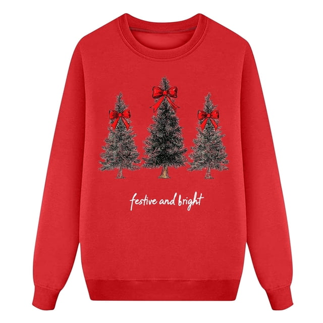 Hauts de Mode pour Femmes - T-Shirt Imprimé à Manches Longues Décontracté - Chandails Sans Capuche Stylés