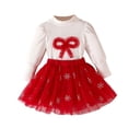 thumbnail image 1 of NIEWTR Ensemble de Noël pour Enfants, Robe de Noël pour Tout-Petits et Bébés Filles, Bandeau, Robe Tutu en Molleton pour Enfants avec Père Noël, Manches Longues, Robes de Fête de Noël (2-3 Ans, Rouge), 1 of 7