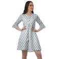thumbnail image 1 of Moomaya Robe Chemise en Poly-Crêpe pour Femmes, Manches à Volants Imprimées, Tenue Décontractée d'Été, 1 of 4