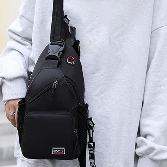 EGNMCR Waterproof Zipper Lock Changeable Shoulder/Double Shoulder Strap Bag Messenger Backpack With Headphone Hole With 2 Side Mesh Pockets Strap Backpack Hiking Backp,