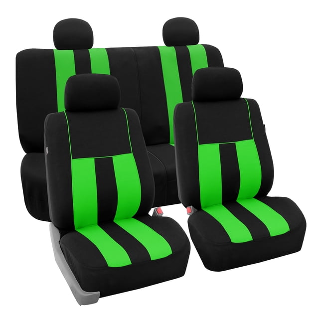 FH Group Universal Fit Striped Cloth Car Seat Covers Full Set Airbag Compatible for Auto SUV Van