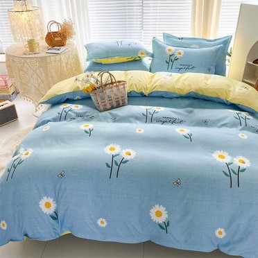 TUITOONM Bedding Set All Seasons Bedding Set 4 Piece Washable Cotton Solid Color Bed Sheet Suitable for Student Dormitories Comfortable And Soft Bedding Set