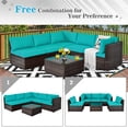 thumbnail image 2 of Patiojoy 6PCS Wicker Patio Sectional Conversation Furniture Set with Coffee Table & Seat Cushions Turquoise, 2 of 6