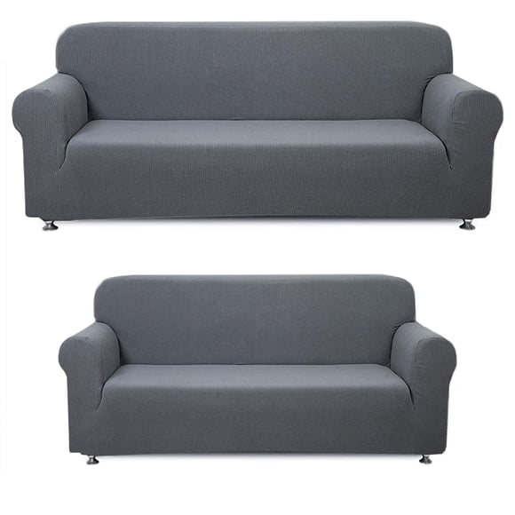 Sapphire Home 3-Piece Couch Cover Set, Sofa, Loveseat, and Arm Chair Slipcovers, Form fit Stretch, Wrinkle Free, Furniture Protector, Sofa Covers for Living Room, Polyester Spandex (Light Gray)