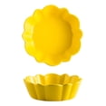 thumbnail image 1 of Qeeadeea Petit Plat Rond de Cuisson, Ensemble de 2, Moule à Tarte en Céramique Coloré, Plat à Tarte Rond, Vaisselle de Couleur Morandi - Jaune - 15x15x4,5 cm, 400 ml, 1 of 7