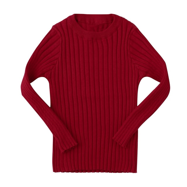 Birdeem Toddler Kids Baby Girls Ribbed Knit Sweater Soft Solid Warm Sweater Pullover
