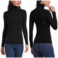 thumbnail image 4 of Long Sleeve Mock Turtleneck Stretch Slim Fitted Shirt Layer Basic Tee Tops Black XL, 4 of 6