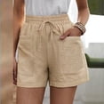 thumbnail image 5 of Birdeem Pantalon Grand Ample pour Femmes Taille Haute Pantalon Droit Short Décontracté en Coton et Lin, 5 of 5