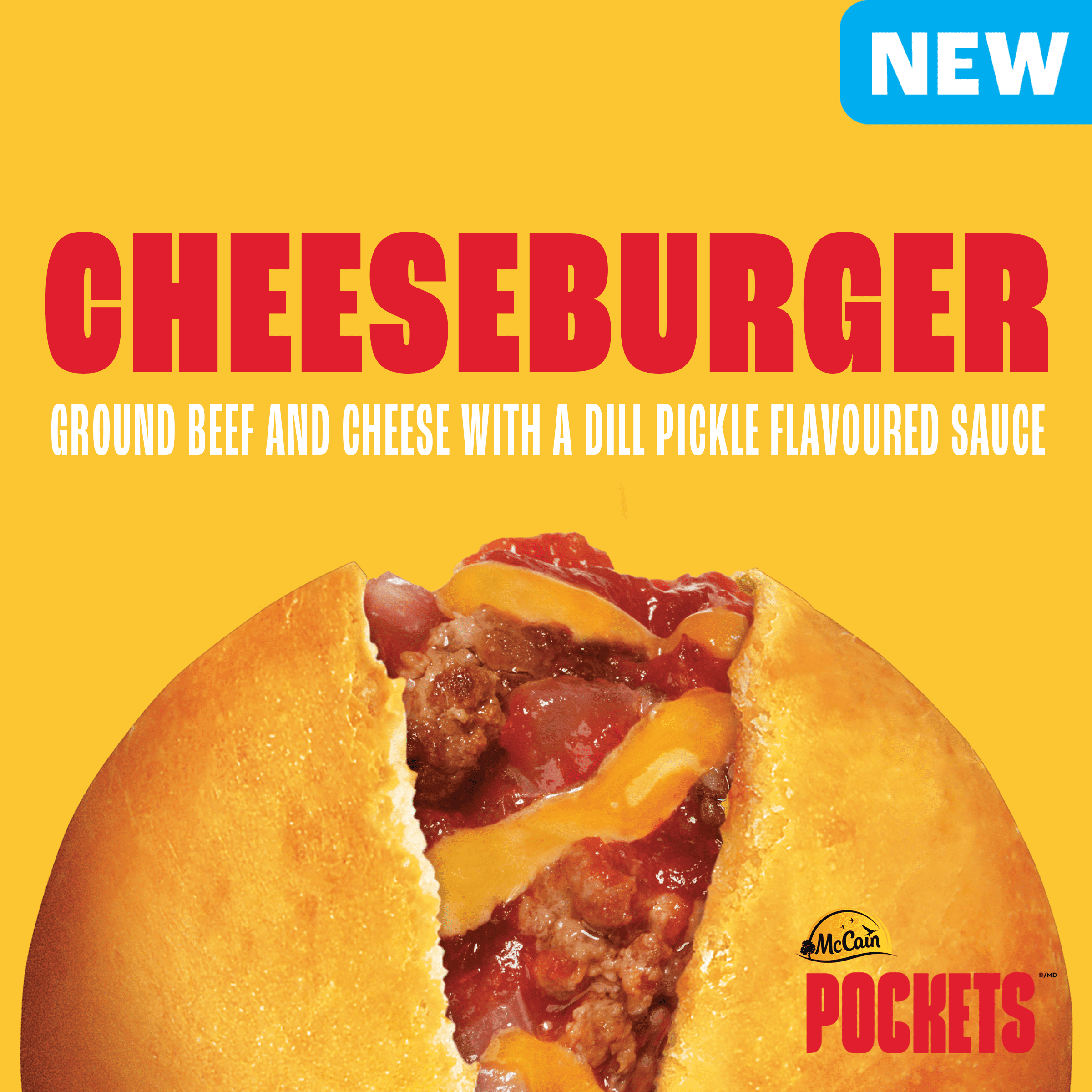McCain Pockets® Hamburger au Fromage, Fait au Canada à Partir d'Ingrédients Canadiens et Importés 6 x 90g