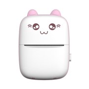 Graflsoa Portable Bluetooth Thermal Printer with Adorable Cat Design, Pink ABS Mini Printer for Barcode, Label, and Mistake Printing, Includes 1 Roll of Paper and Built-in 1000mAh Battery