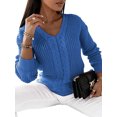 thumbnail image 3 of LUXUR Chandails Tricotés Épais pour Femmes Tricot Chic Chandail Bleu m, 3 of 4