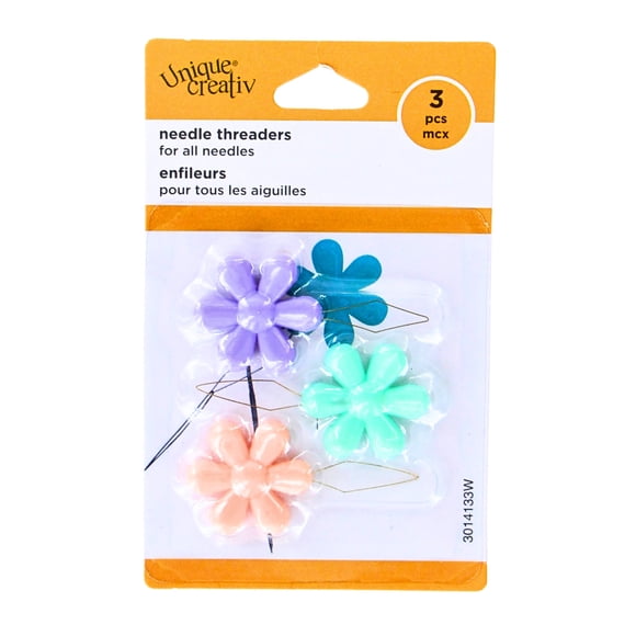 UNIQUE CREATIV Needle Threaders, Flower - 10.0 × 6.3 cm (4.0 × 2.5 in), 3 pcs, 3pcs