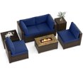 thumbnail image 2 of Costway 7 Pieces Outdoor Furniture Set with 32" Fire Pit Table and Propane Tank Cover Navy, 2 of 10