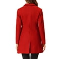 thumbnail image 3 of INSPIRE CHIC Manteau pour Femme Couleur Unie Revers Cranté Simple Boutonnage Caban d'Hiver Rouge G, 3 of 6