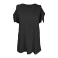 thumbnail image 4 of Off the Shoulder Shirts for Women Summer Short Sleeve Solid Color Tank Top Ladies Plus Size Beach Flowy Tees Blouse (Medium, Black), 4 of 6
