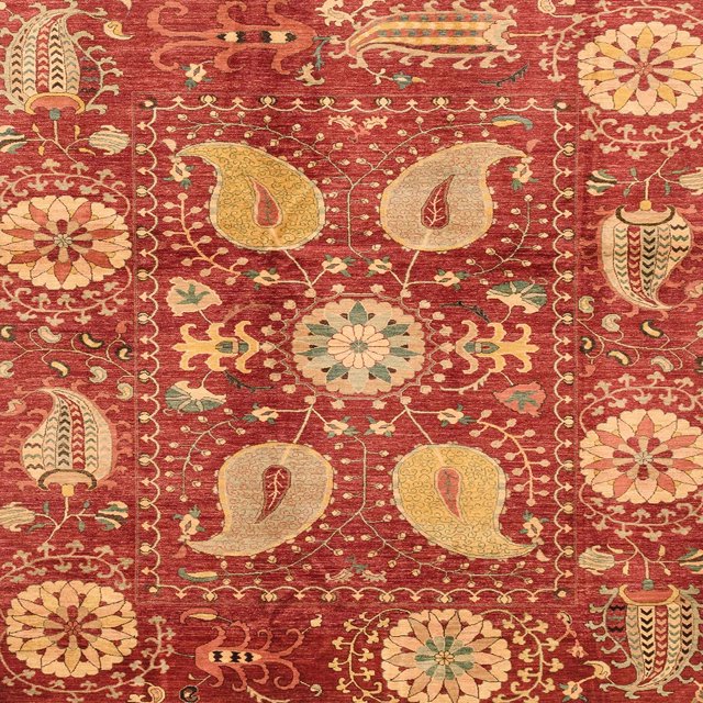 Ahgly Company Indoor Square Abstract Orange Abstract Area Rugs, 8' Square