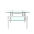 thumbnail image 4 of Tansole Table Basse Moderne Blanche, Dessus en Verre Transparent, Forme Rectangulaire, Mobilier de Salon, 4 of 9