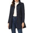 thumbnail image 1 of INSPIRE CHIC Women's Peter Pan Collar Single Breasted Mid Length Overcoat Dark Blue M, 1 of 5