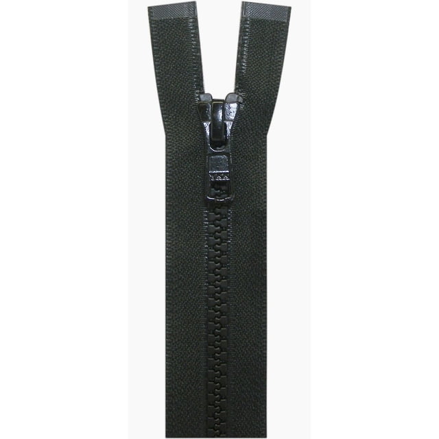 Costumakers Reverse Coil One-Way Separating Zipper 65 cm (26) in black with medium-weight #5 nylon reverse coil design placing the coil on the back for a smooth front surface, featuring a one-way separating mechanism and black plastic slider, ideal for sewing notions, jackets, bags, and sportswear.