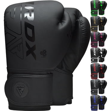 RDX Gants de Boxe, Entraînement Pro Sparring, Cuir Maya Hide, Muay Thai MMA Kickboxing, Hommes Femmes Adulte, Gants de Boxe Lourds Focus Bag Coussinets d'Entraînement, Paume Ventilée, Multi Couches, Noir, 8oz