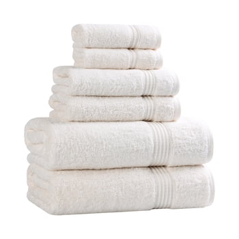 Superior Egyptian Cotton 6-Piece Towel Set, Bathroom Essentials, Towels For Bathroom, Apartment, Airbnb, Guest Bath, Face, Hand, Bath Towels, Washcloths, Absorbent, Fast Drying, Ivory
