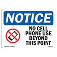 thumbnail image 1 of SignMission OS-NS-D-1014-L-14413 Avis Pas d'Utilisation de Téléphone au-Delà de Ce Point avec Symbole OSHA Décalcomanie, 1 of 1