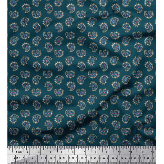 Soimoi Poly Georgette Fabric Artistic Paisley Decor Fabric Printed Yard 52 Inch Wide