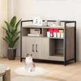 thumbnail image 2 of Gymax Cat Litter Box Enclosure w/ Storage Compartments Removable Scratching Board Gray, 2 of 10