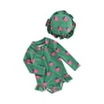 thumbnail image 1 of SUNSIOM Toddler Baby Girl Rash Guard Strawberry Print Long Sleeve Ruffle Swimsuit Zipper Bathing Suit with Swimming Cap, 1 of 6