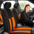 thumbnail image 2 of FH Group Universal Fit Striking Striped Cloth Car Seat Covers for Auto SUV VAN Airbag Compatible Full Set, 2 of 9