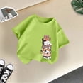 thumbnail image 4 of LUOGENLI T-Shirt pour Filles, Mode Mignonne Imprimée, Décontracté, Col Rond, Manches Courtes, T-Shirt d'Été, Hauts Maxi avec Fente, Vert Clair, 12-14 Ans, 4 of 4