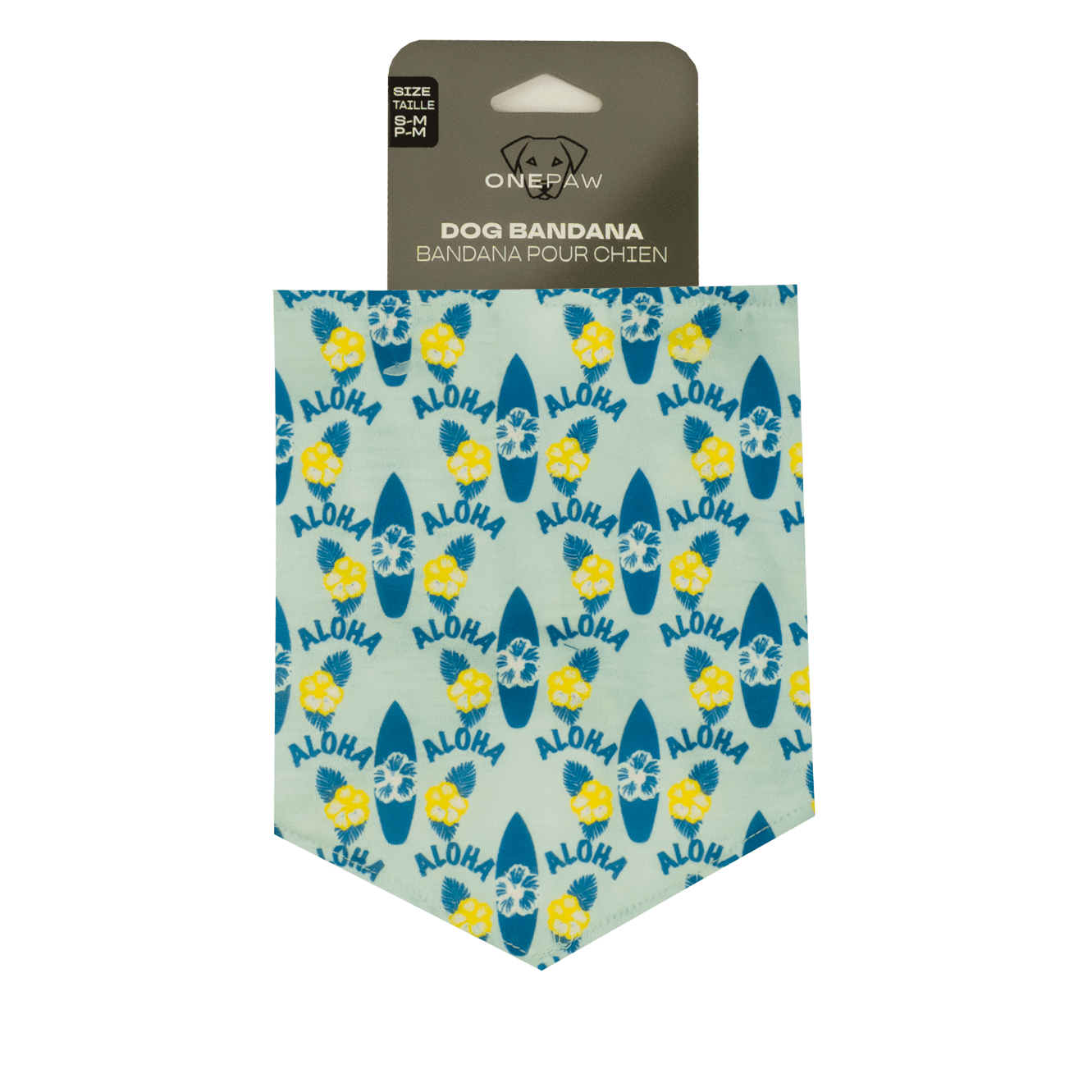 Bandana pour chien One Paw, imprimé Aloha Surf, léger, plusieurs tailles, bleu aqua, chiens